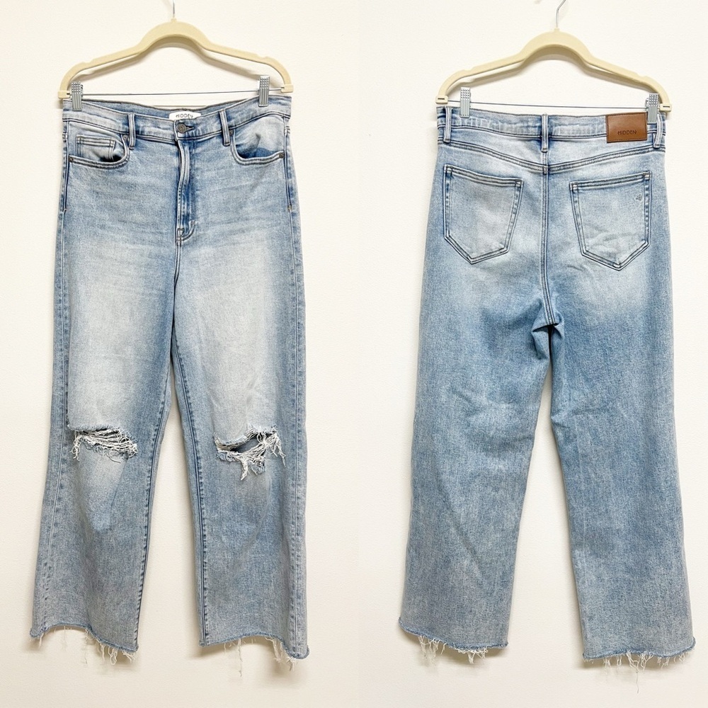 Hidden Los Angeles Womens Light Wash Knee Distressed Dad Logan Jean Size 31 - Picture 2 of 10